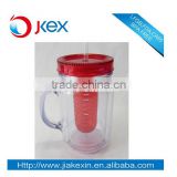 Plastic mason jar fruit infuser with straw,advertising mason jar fruit infuser