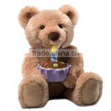40cm Sitting High Plush Teddy Sound Toy/Stuffed Bear with Soft Music Happy Brithday/Musical Toy Stuffed Bear Operated by Battery