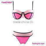 Burst Fashion Waisted Wave Point Push-up Bikini Sets thumbnail-3