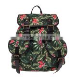 3d printed palm tropical green red flower Vintage Canvas Rucksacks Cute School Satchel Rucksack Backpack Campus Bag