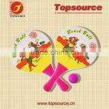 Hot Sale Mini Cheap Children Wooden Colorful School Kids Tennis Game Cartoon Beach Racket Set With Ball for Promotion