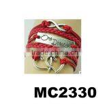 Cheap Personalised Braided Leather Rope Infinity One Direction Bracelets thumbnail-1