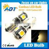 Canbus Error-free T10 Ba9s 5 Led Bulb Warm White Color