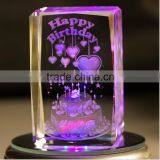 2016 Factory Wholesale 3d Laser Birthday Crystal Cube