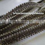 Leather With Chain -Eco Leather With Silver Ball Chains-10mm- Beige thumbnail-1