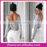 Summer New Design Girls Long-sleeve O-neck Irregular T-shirt Women thumbnail-1