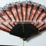 Gift Lady Hand Fan Party Used Silk Fan Lace Border