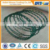 PVC coated iron protecting fence with razor barbed wire