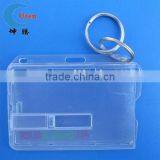 Clear Rigid Plastic Card Holder With Stainless Key Ring thumbnail-1