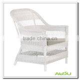 Audu Outdoor Patio White Rattan Chair thumbnail-1