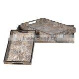 High quality best selling eggshell snake pattern rectangle grey lacquer tray from Vietnam