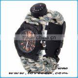 Multifuctional Paracord Survival Watch With Compass Whistle Fire Starter Watchband Bracelet Outdoor Activities Tool thumbnail-6