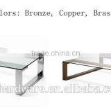 Bronze Stainless Steel Base Glass Coffee Table thumbnail-3