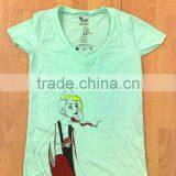 100% Cotton High Quality V-neck Ladies T-shirt thumbnail-1