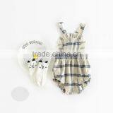 2017 Two Colour Available Yarn Dyed Plaid Frills Overalls for Newborn Baby Girl thumbnail-2