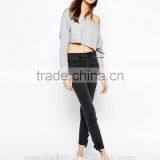 Lady off Shoulder Grey Fashion Weet Jogging Slouchy Sweat thumbnail-3