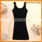 Overstock Ladies Black Cotton Camisole Dress thumbnail-4