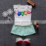 Strawberry Sequin T-shirt and Pant New Design Children Clothes of Casual Kids Summer 2pcs Baby Clothing Sets thumbnail-2