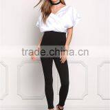 MGOO Custom Designs V Neck Tunic Fashion Cross White Satin Blouses 100% Polyester Sleeveless Tops thumbnail-3
