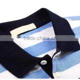 High Quality Latest White And Green Stripe Polo Shirts Pattern For Men 100% Cotton thumbnail-3