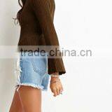 Fashionable Design Acrylic Long Flare Sleeve Wide o Neck Women Pullover Sweaters thumbnail-5