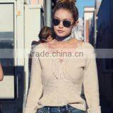 Runwaylover 4955 Latest Design Fashion Ladies Deep V-neck Tie Sweater thumbnail-2