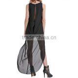 New Fashion Women Sleeveless Blouses False Two Piece Short Front Long thumbnail-5