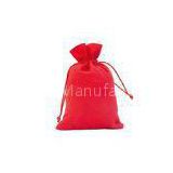 Eco Friendly Red Cotton Drawstring Pouch Bags Printing Customized