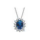 Bridal Band Fashion Jewelry Necklaces Blue Diamond Pendant Necklace