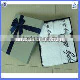 Customized gift box packed super soft 100% cotton bath towel set with embroidery logo