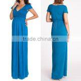 hot sale aqua draped maternity maxi dress pregnant evening dress