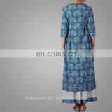 Muslim New Popular Floral Printing Abaya Loose Cosy Half Sleeve Malayu Wholesale Fashion Baju Kurung thumbnail-3