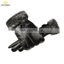 Fashion Men Leather Gloves Wrist Solid Leather Gloves Men's Sheepskin Driving Winter Warm Gloves thumbnail-4