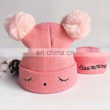 Wholesale Knitted Baby Hat With Pompoms And Neck Warmer thumbnail-5