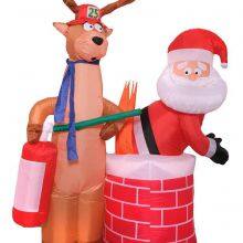Grijoy Inflatables 5ft Christmas Inflatable Santa Stuck In Chimney