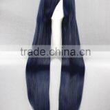 High Quality 100cm Long Straight Umineko no Nakukoroni-Furudo Erika Dark Blue Synthetic Anime Wig Cosplay Hair Wig Party Wig thumbnail-3