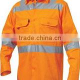 100% men cotton orange work shirt with reflective taps