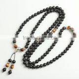 8mm Multilayer Yellow Tiger Eye and Black Obsidian Malas Prayer Beads Bracelet thumbnail-5