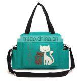 2016 Women Handbags Solid Color Canvas Bag Fashion Ladies Shoulder Bag With Cute Cat Appliques Portable Big Capacity Casual Tote thumbnail-5