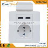 Germany/ Deutschland Electric USB Wall Schuko Socket Outlet With Standard Grounding With Integrated Holder TUV CE Certificate