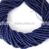 5 Strands Czech Navy Blue Glass Pearl 4.5mm Smooth Rondelle Beads,Acrylic Pearl beads,Jewelry Beads,Pearlized Beads,16"