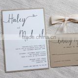 Modern Simple Rustic Elegant Hand dyed silk ribbon wedding invitation