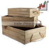 Custom wood storage box with rope handle HCGB8035