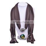 2016 Hot Sale Retail/wholesale 10 Different Colors Cotton Colorful Round Pendant Women Winter Scarf Necklace (SC150063) thumbnail-2