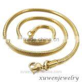 3.0mm Gold Tone Plated Round Snake 316l Stainless Steel Jewelry Chain