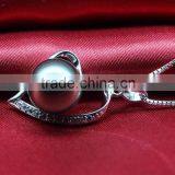 2016 Tahiti AAAA Love Shape Round Black 10-11mm 925 Silver Sea Pearl Pendant thumbnail-6