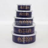 5Pcs Flower Decal Printed Enamel Salad Mixing Bowl Set Food Storage Container thumbnail-3