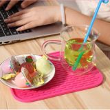 Popular Kitchenware Pink Rectangle Silicone Draining Mats