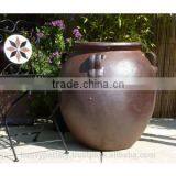 Rustic Dark Clay Bell Jar With Handles. thumbnail-1