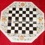 Antique Marble Inlay Chess Design Table Top thumbnail-1